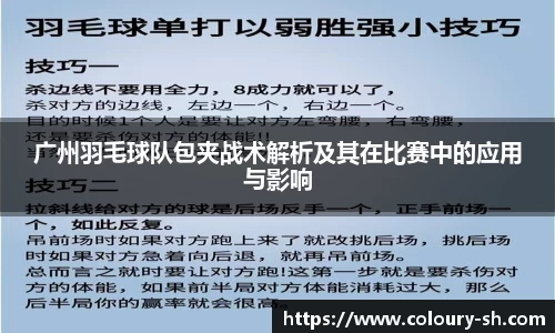 广州羽毛球队包夹战术解析及其在比赛中的应用与影响